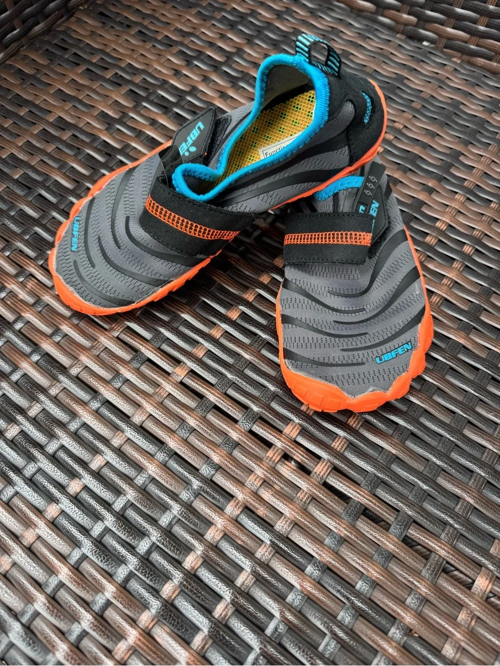 Kids Water Shoes Gray with Orange Trim